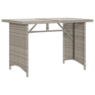 Table De Jardin - Table D'extérieur Et Dessus En Verre Gris Clair 110x68x70cm Rotin