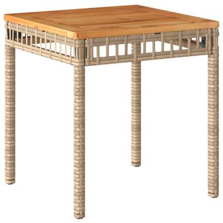 Table De Jardin - Table D'extérieur Mélange Beige 38x38x42 Cm Rotin Et Bois Acacia