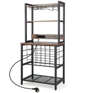 Casier à Vin De Style Industriel Avec 4 Étagères De Rangement Porte-verre Casiers à Bouteilles