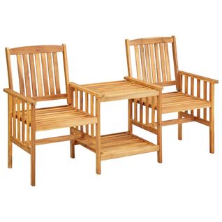 Chaises De Jardin - Chaises D'extérieur Avec Table à Thé Et Coussins Acacia Solide