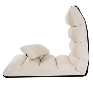Coussin De Sol - Fauteuil Relax Pliable Réglable Sur 5 Positions En Faux Daim Beige