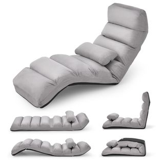 Coussin De Sol - Fauteuil Relax Pliable Réglable Sur 5 Positions En Faux Daim Gris