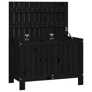 Coffre De Jardin - Boîte De Rangement Noir 76x42,5x54 Cm Bois Massif Pin Fr16386