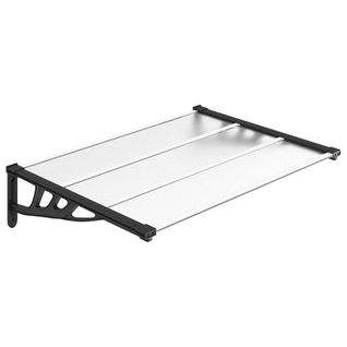 Store Banne - Auvent De Porte Noir Et Transparent 122x90 Cm Polycarbonate At65