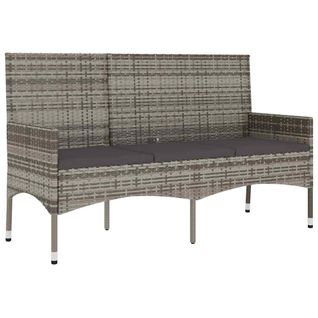 Banc De Jardin - Banquette à 3 Places Avec Coussins Gris Résine Tressée