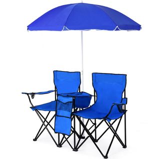 Chaise De Camping Pliante, Fauteuil De Camping 2 Places Avec Poche Isotherme Porte-gobelet