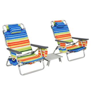Ensemble De Table Et 2 Chaises De Plage Pliables Chaises De Camping Légères Avec 5 Positions