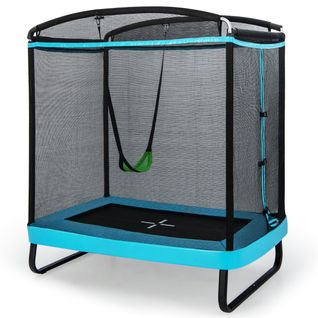 Trampoline Enfants (190x122cm) Avec Balançoire Amovible Trampoline De Jardin Avec Filet De Sécurité