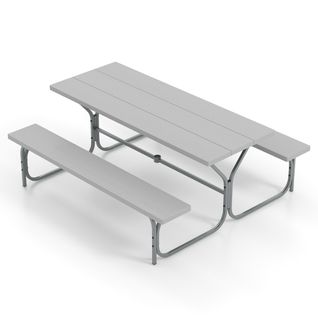 Table De Pique-nique Avec 2 Bancs Cadre Métal Ensemble De Jardin Imperméable Pour 8 Personnes