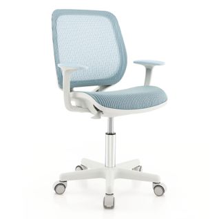 Chaise Pivotante Enfants, Siège à Roulettes Avec Hauteur Réglable 80-92cm Dossier Et Accoudoirs