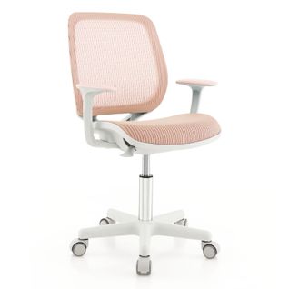Chaise Pivotante Enfants, Siège à Roulettes Avec Hauteur Réglable 80-92cm Dossier Et Accoudoirs
