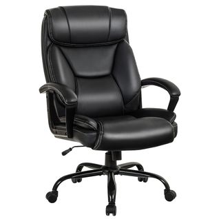 Fauteuil à Bascule Pivotante Ultra Souple En Similicuir Hauteur Réglable Base Robuste Noir