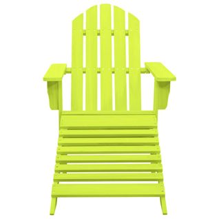 Chaise De Jardin - Fauteuil D'extérieur Adirondack Avec Pouf Bois De Sapin Solide Vert A65