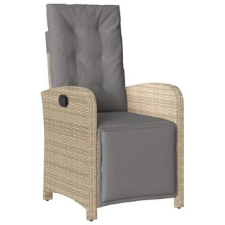 Chaise De Jardin Inclinable - Fauteuil D'extérieur Et Repose-pied Mélange Beige Rotin A236