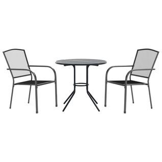 Ensemble De 3 Pièces Chaises De Jardin Empilables Et Table - Fauteuils D'extérieur Anthracite A255