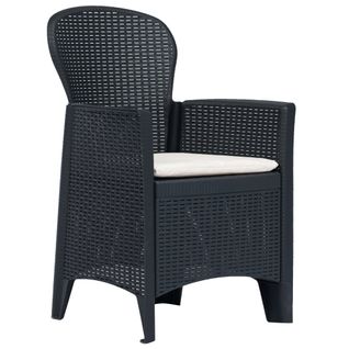 Lot De 2 Chaises De Jardin - Fauteuils D'extérieur Avec Coussin Anthracite Plastique A305