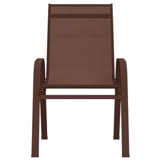 Lot De 2 Chaises De Jardin Empilables - Fauteuils D'extérieur Marron Tissu Textilène A382