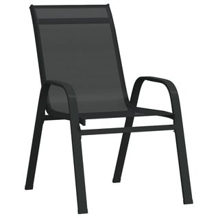 Lot De 2 Chaises De Jardin Empilables - Fauteuils D'extérieur Noir Tissu Textilène A383