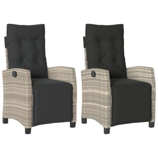 Lot De 2 Chaises De Jardin Inclinables - Fauteuils D'extérieur Avec Repose-pied Rotin A394
