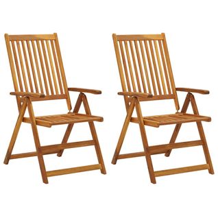 Lot De 2 Chaises De Jardin Inclinables - Fauteuils D'extérieur Et Coussins Bois Acacia A426