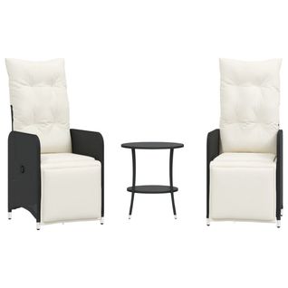 Salon De Jardin 3pcs - Fauteuils D'extérieur Inclinables Et Table Résine Tressée A484