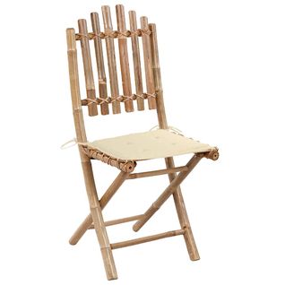 Lot De 2 Chaises De Jardin Pliables - Fauteuils D'extérieur Avec Coussins Bambou A533
