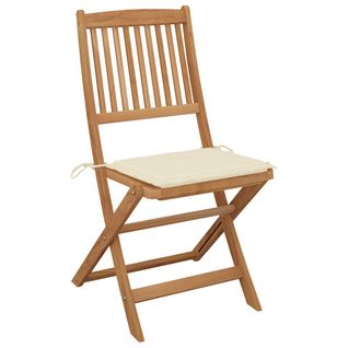 Lot De 2 Chaises De Jardin Pliables - Fauteuils D'extérieur Avec Coussins Bois D'acacia A552
