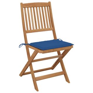 Lot De 2 Chaises De Jardin Pliables - Fauteuils D'extérieur Avec Coussins Bois D'acacia A564