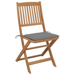 Lot De 2 Chaises De Jardin Pliables - Fauteuils D'extérieur Avec Coussins Bois D'acacia A571