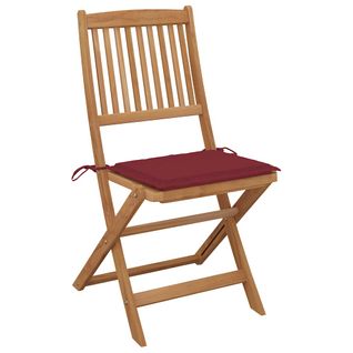 Lot De 2 Chaises De Jardin Pliables - Fauteuils D'extérieur Avec Coussins Bois D'acacia A572
