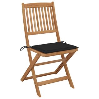 Lot De 2 Chaises De Jardin Pliables - Fauteuils D'extérieur Avec Coussins Bois D'acacia A574