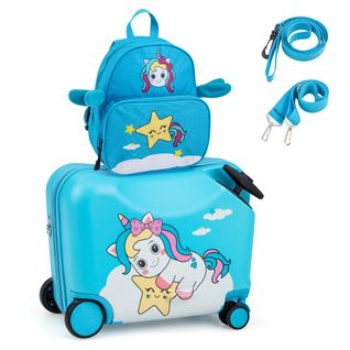 18" Valise à Roulettes Enfants Avec 12" Sac à Dos Bagages à Main Pour Voyage Avec Poignée