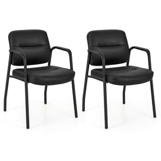 Ensemble De 2 Chaises D'invité Pour Salle D'attente Chaises De Réception Rembourrées En Cuir Pu