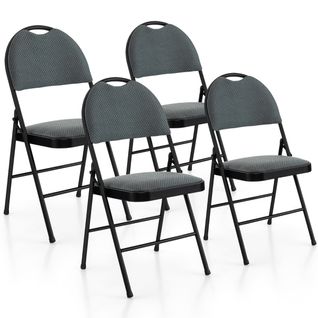 Ensemble De 4 Chaises Rembourrées Pliables Chaises Pliantes Avec Dossier Recouvert De Tissu