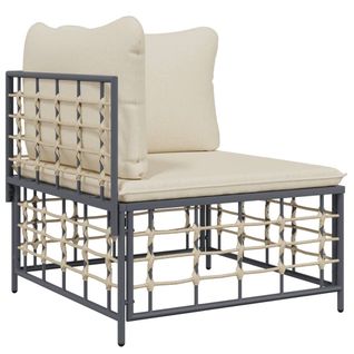 Canapé D'angle De Jardin - Canapé D'extérieur Avec Coussin Beige Résine Tressée
