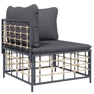 Canapé D'angle De Jardin - Canapé D'extérieur Avec Coussin Gris Foncé Résine Tressée