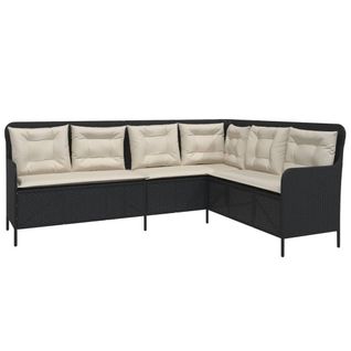 Canapé De Jardin - Canapé D'extérieur Et Coussins En Forme De L Noir Résine Tressée