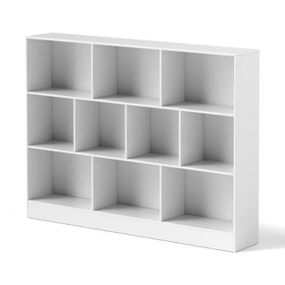 Bibliothèque, Étagère, Meuble De Rangement Autoportante à 3 Niveaux Kits Bois 140cm Blanc