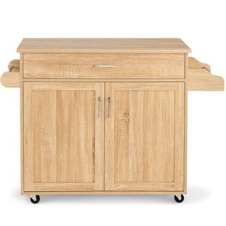 Desserte à Roulettes, Chariot De Rangement Plateau En Bois Etagères En Mdf 116x40x85cm Naturel