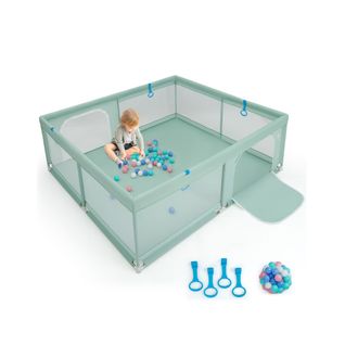 Grand Parc Pour Bébé 200 X 180cm Robuste Maille Douce Et Respirante Anneaux Pour Les Mains