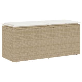 Banc De Jardin - Banquette Avec Coussin Beige 110x40x44 Cm Résine Tressée