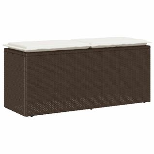 Banc De Jardin - Banquette Avec Coussin Marron 110x40x44 Cm Résine Tressée