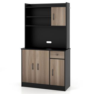 Buffet De Cuisine, Meuble Cuisine, Meuble De Rangement Avec Clapier 4 Etagères Réglables Trous