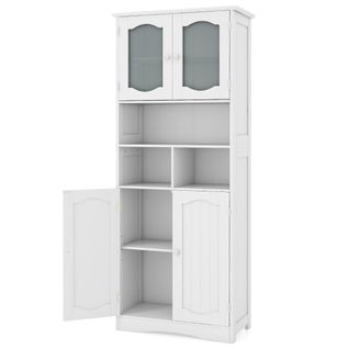 Buffet, Bahut, Meuble De Rangement Autoportant Pour Cuisine Salon 60x30x148,5cm Blanc