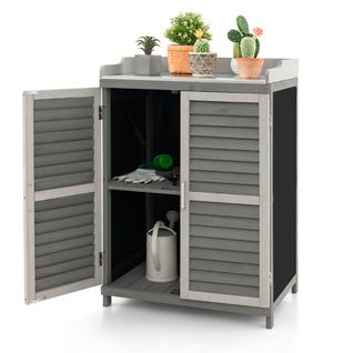 Abri De Jardin, Cabane De Jardin Extérieur à 2 Étagères 67x47x100cm Gris Bois De Sapin
