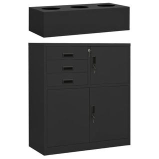 Armoire De Bureau - Rangement Bureau - Meuble Bureau Et Jardinière Anthracite 90x40x125 Cm Acier