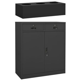 Armoire De Bureau - Rangement Bureau - Meuble Bureau Et Jardinière Anthracite 90x40x125 Cm Acier