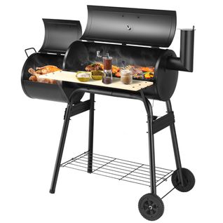 Barbecue à Charbon En Bois Avec Fumoir Déporté Barbecue Portable Avec Caisse De Feu Latérale