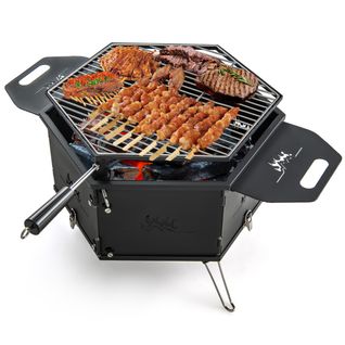 Barbecue De Charbon De Bois Portable Avec Grille Rotative à 360° Barbecue Portable Avec Poignées