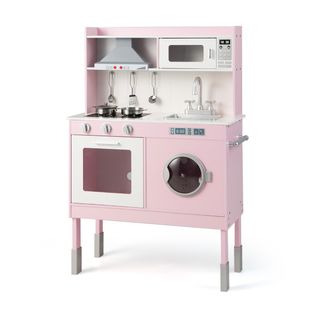 Cuisine Enfants Rose Avec Accessoires Et 3 Hauteur Réglable Jeu De Cuisine Avec Sons Et Lumières